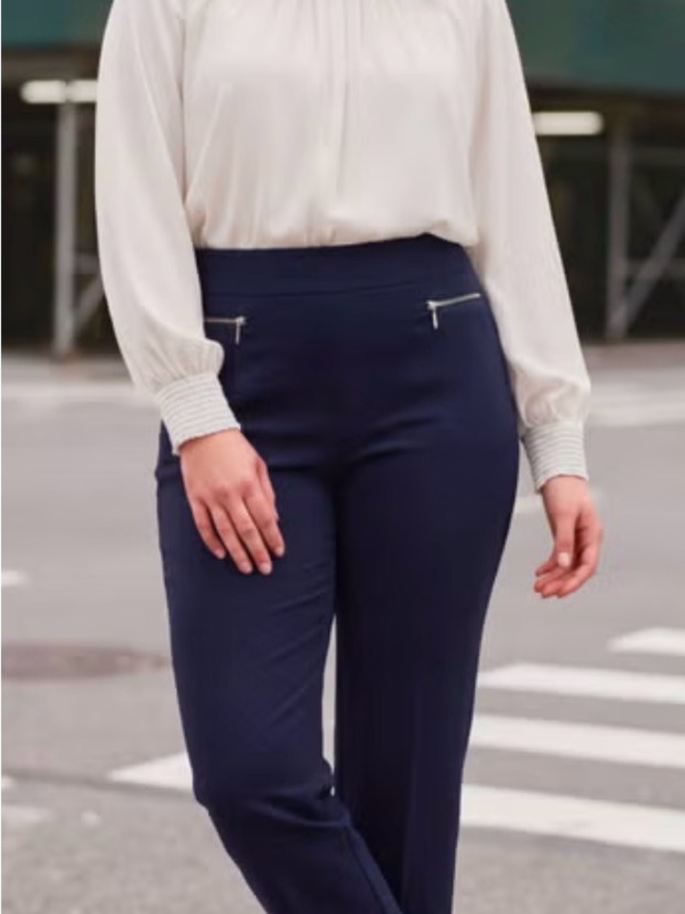16 T Brand New with Tags AVENUE Super Stretch Zip Pants Tall Navy Blue pants